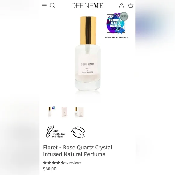 5/75$ DEFINEME Floret - Rose Quartz Crystal Infused Perfume Mist - Picture 2 of 13